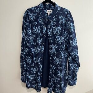 Men's Blue Floral Polo Shirt